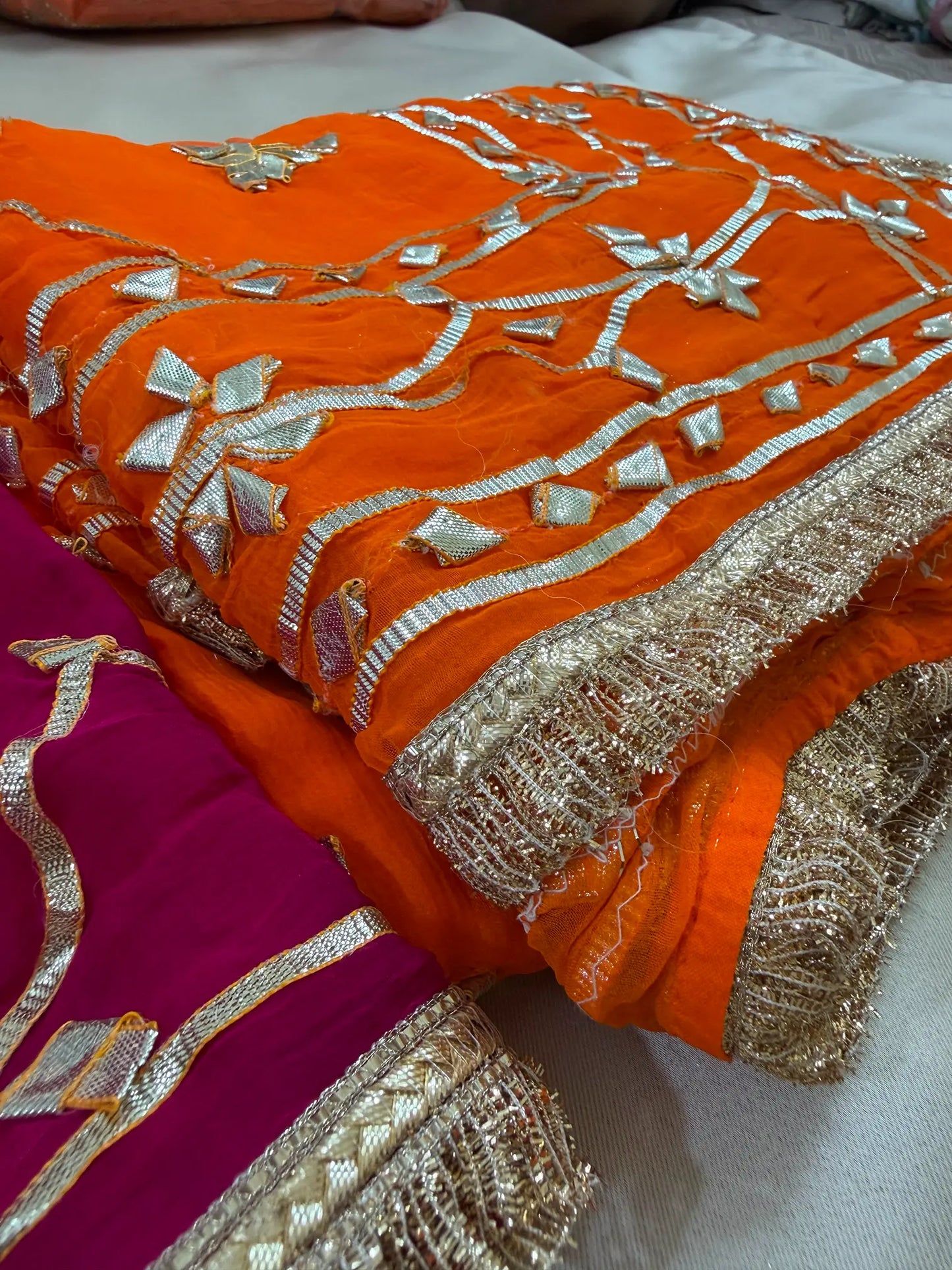 Heavy Kachha Gotta Saree In Chiffon Fabric