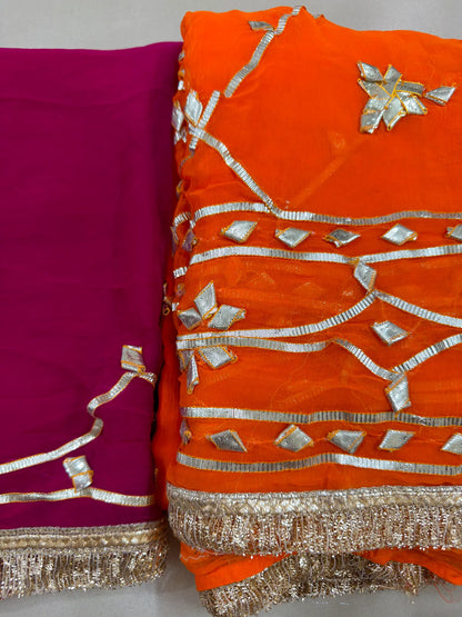 Heavy Kachha Gotta Saree In Chiffon Fabric