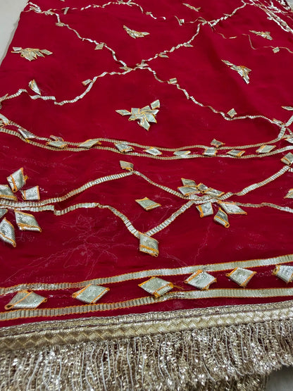 Heavy Kachha Gotta Saree In Chiffon Fabric