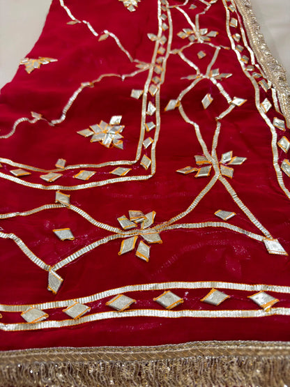 Heavy Kachha Gotta Saree In Chiffon Fabric