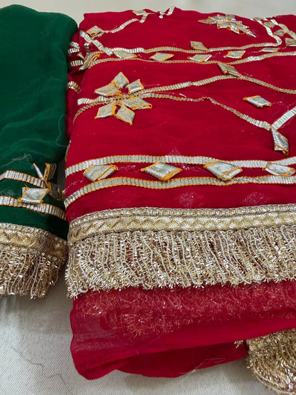 Heavy Kachha Gotta Saree In Chiffon Fabric