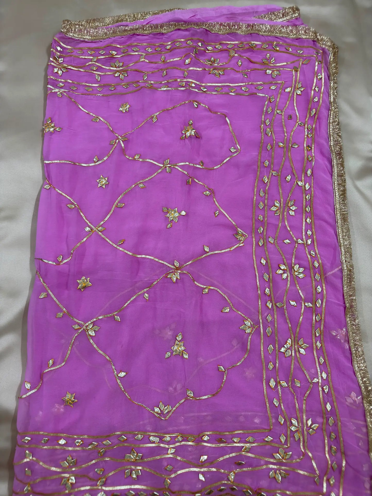 Heavy Kachha Gotta Saree In Chiffon Fabric