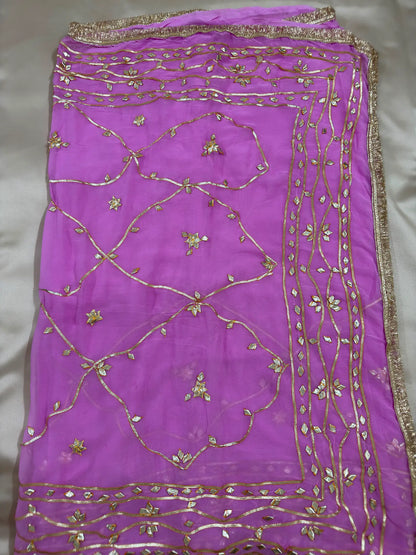 Heavy Kachha Gotta Saree In Chiffon Fabric