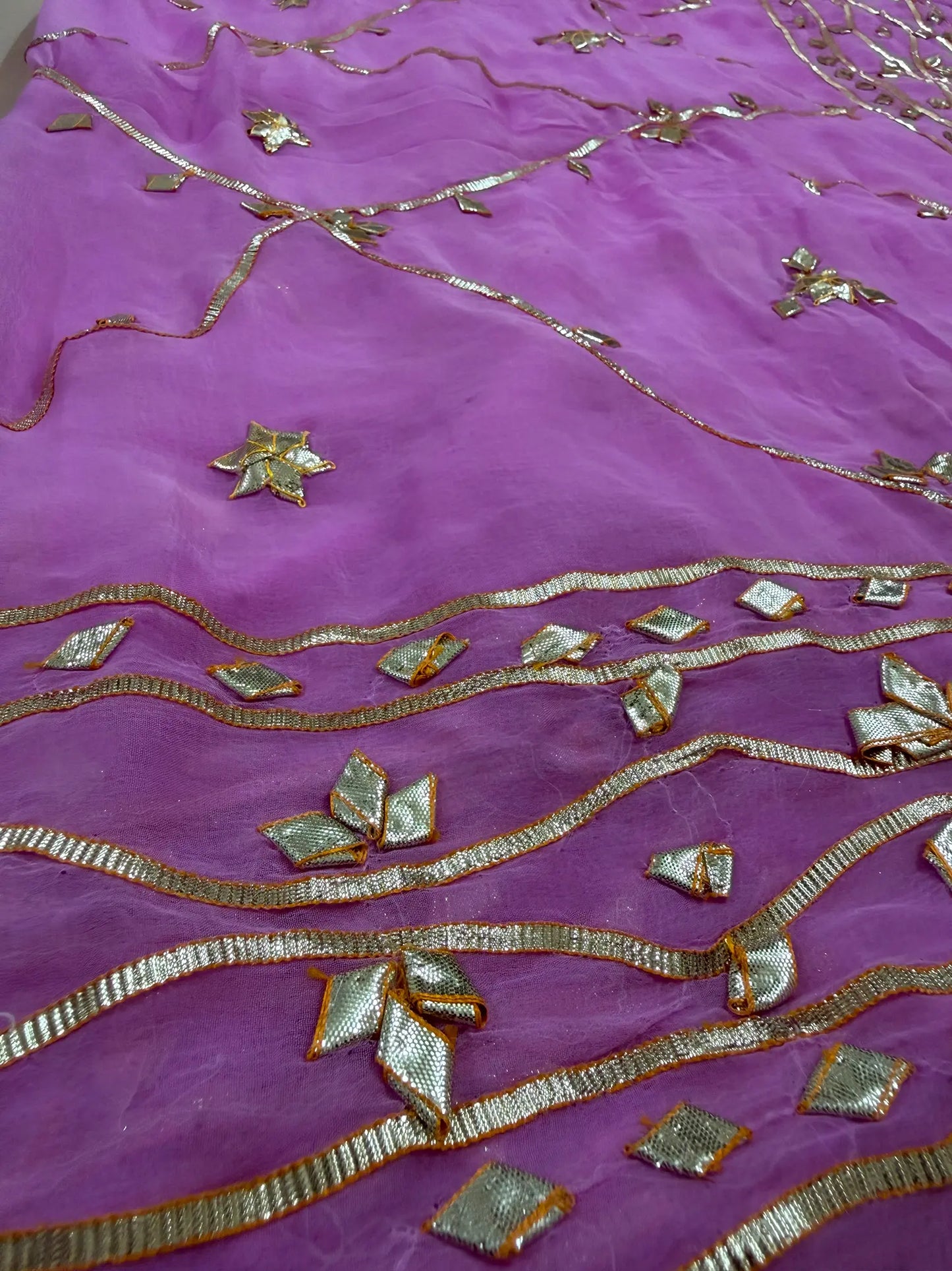 Heavy Kachha Gotta Saree In Chiffon Fabric