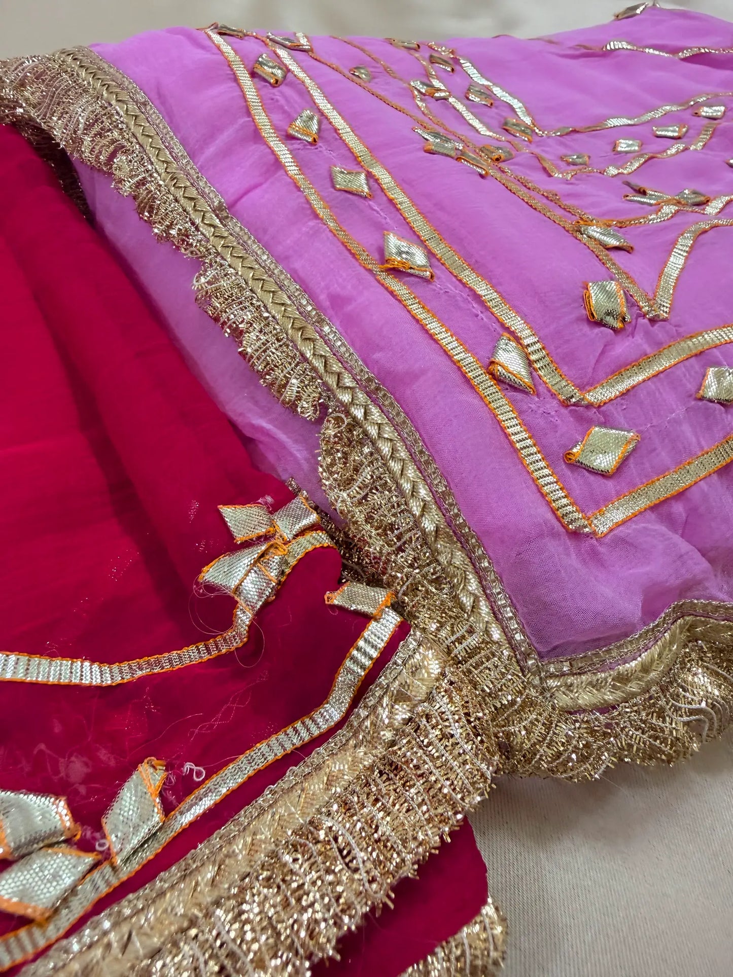 Heavy Kachha Gotta Saree In Chiffon Fabric