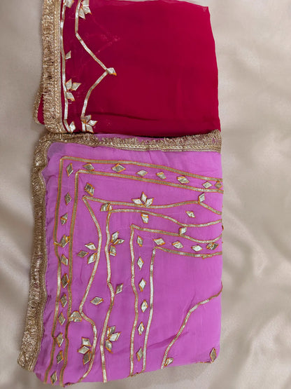Heavy Kachha Gotta Saree In Chiffon Fabric