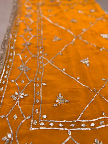 Heavy Kachha Gotta Saree In Chiffon Fabric