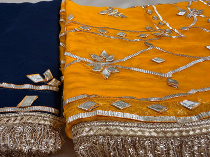 Heavy Kachha Gotta Saree In Chiffon Fabric