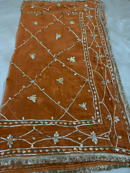 Heavy Kachha Gotta Saree In Chiffon Fabric