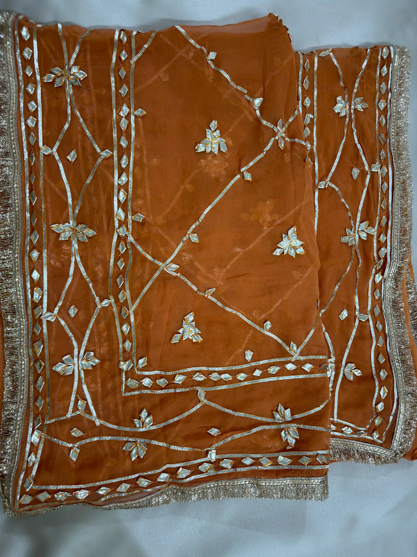 Heavy Kachha Gotta Saree In Chiffon Fabric
