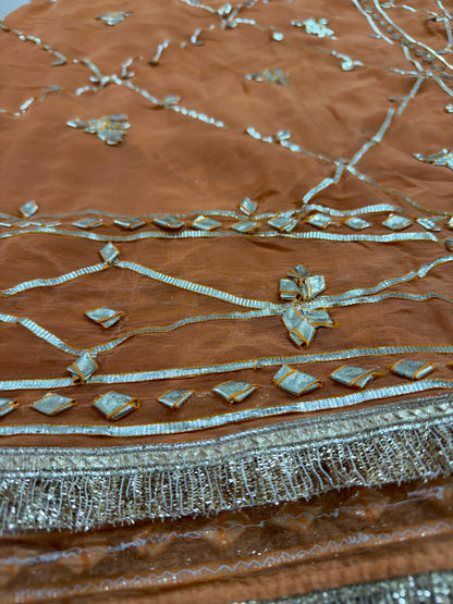 Heavy Kachha Gotta Saree In Chiffon Fabric